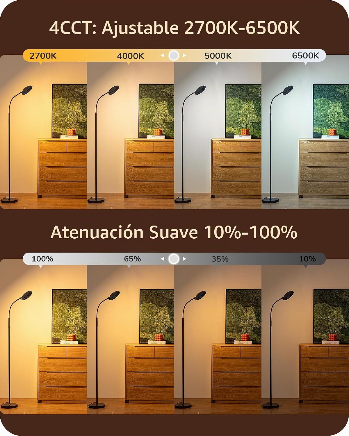 EDISHINE Lámpara de pie LED moderna 1300LM Lámparas de pie para sal...