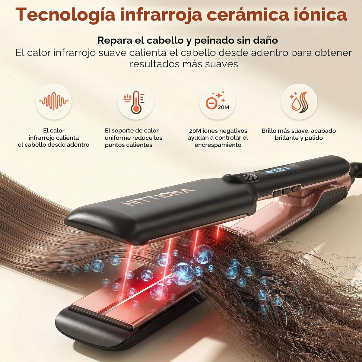 Plancha de pelo de cerámica de 1.75" de ancho para mujeres, pla...