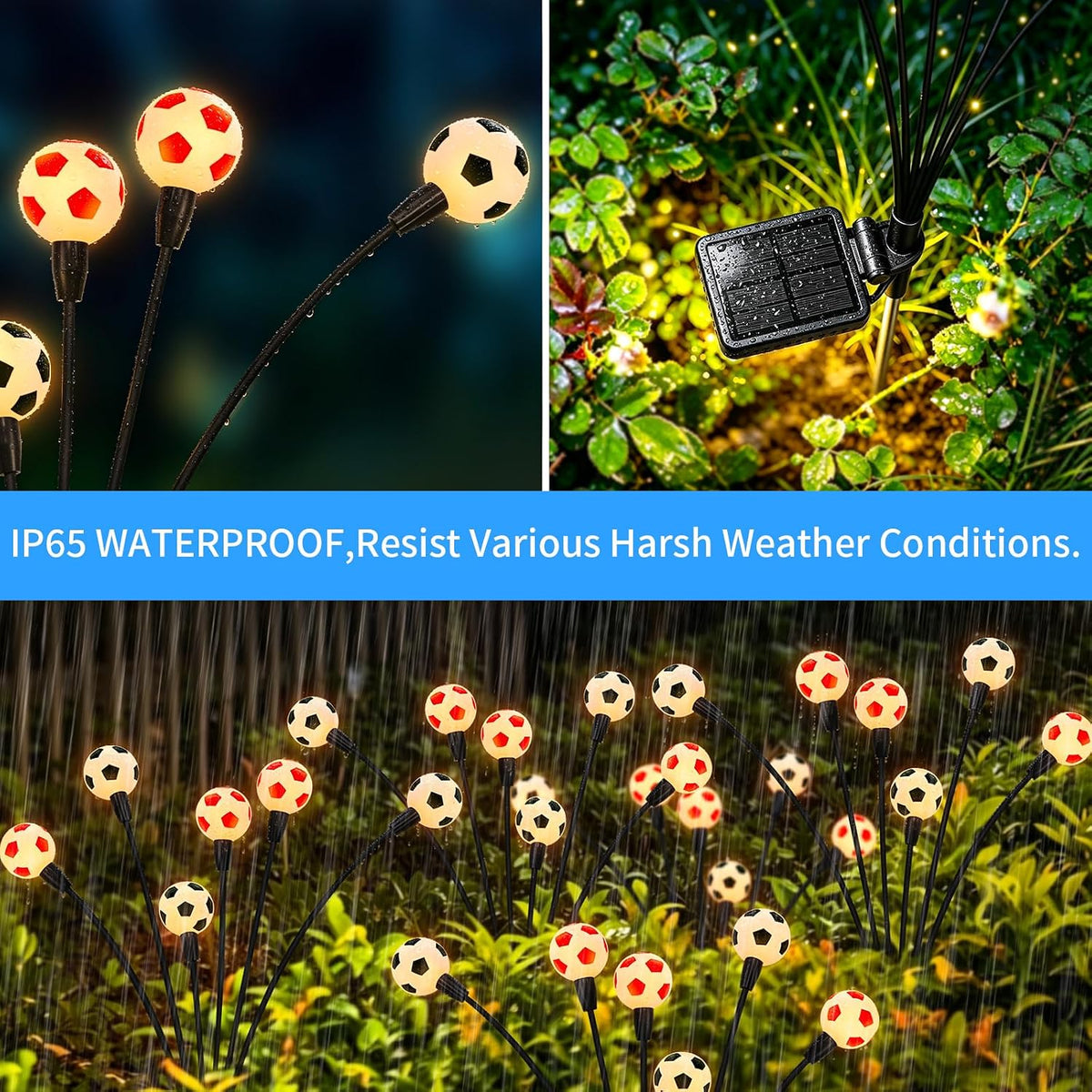 vignuto Luces solares de fútbol 2026, 8 paquetes de 48 LED, luces s...