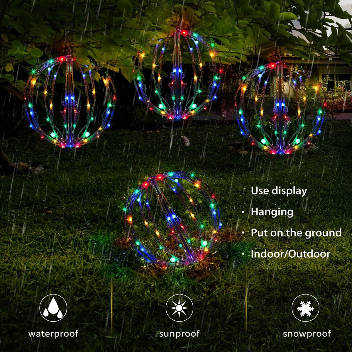 Bolas de luz de Navidad de 12 pulgadas, paquete de 3 esferas de dec...