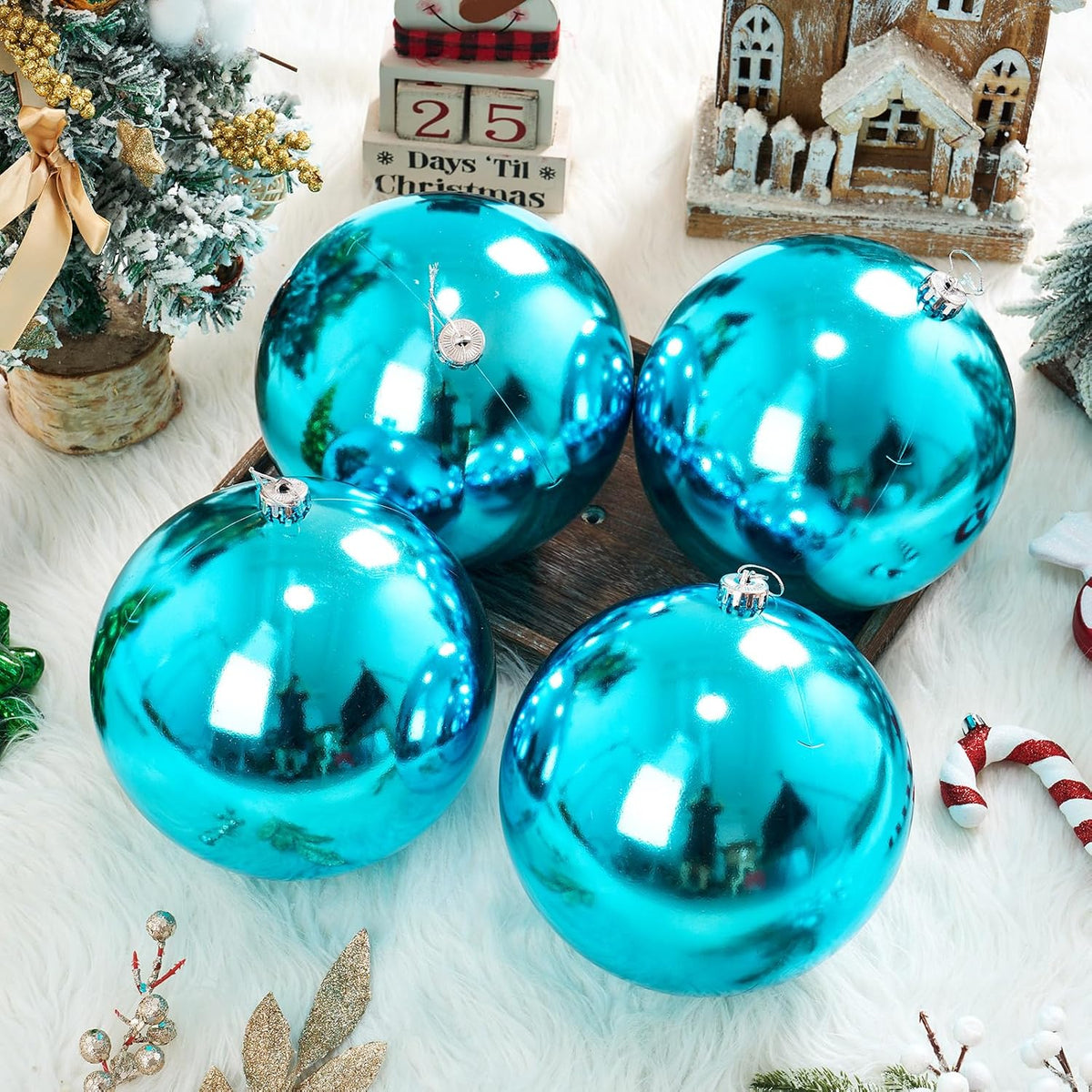 Zubebe 4 piezas Adornos de bola de Navidad extra grandes de 8"...