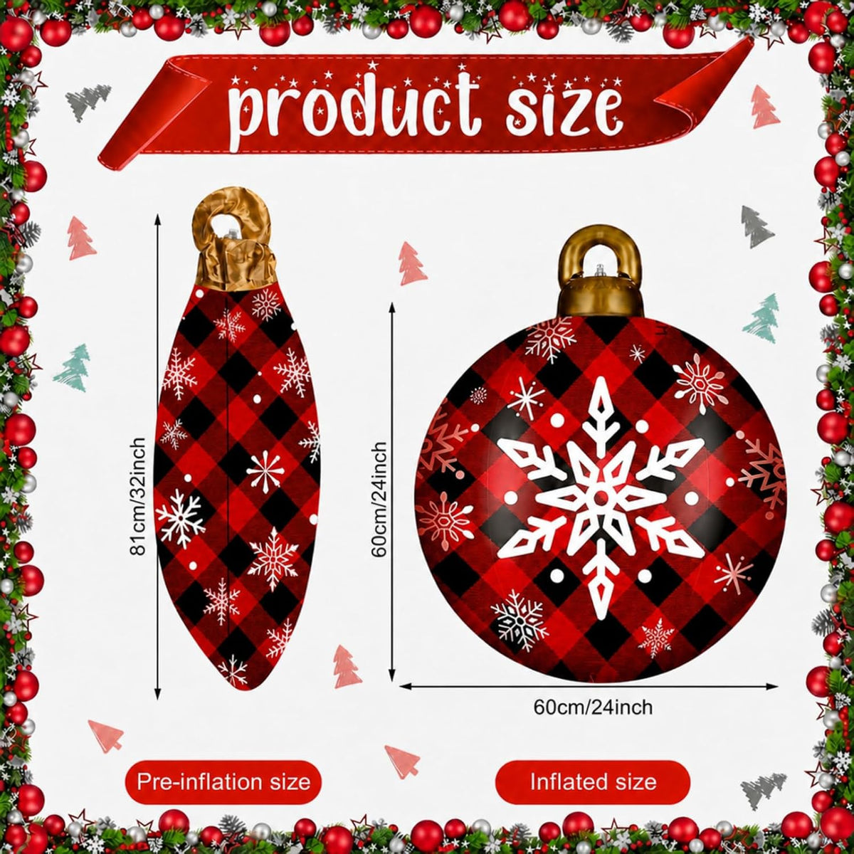 Jetec - Juego de 2 esferas inflables gigantes de Navidad de 32 pulg...