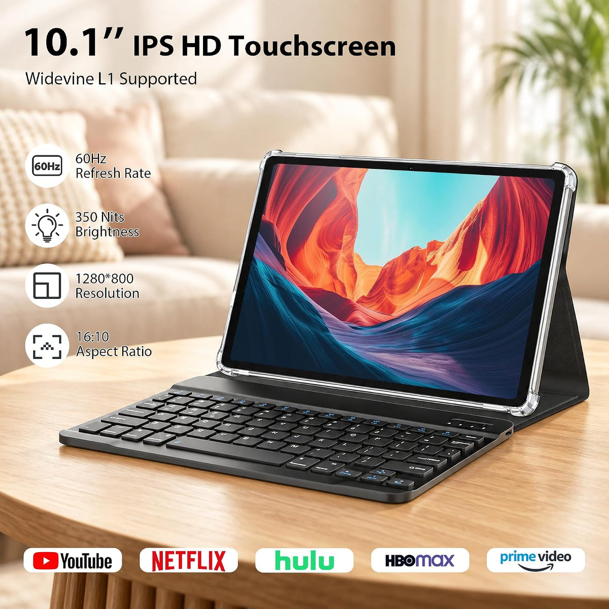 NextCheer Tablet Android 16 de 10.1" con teclado, 30 GB de RAM...