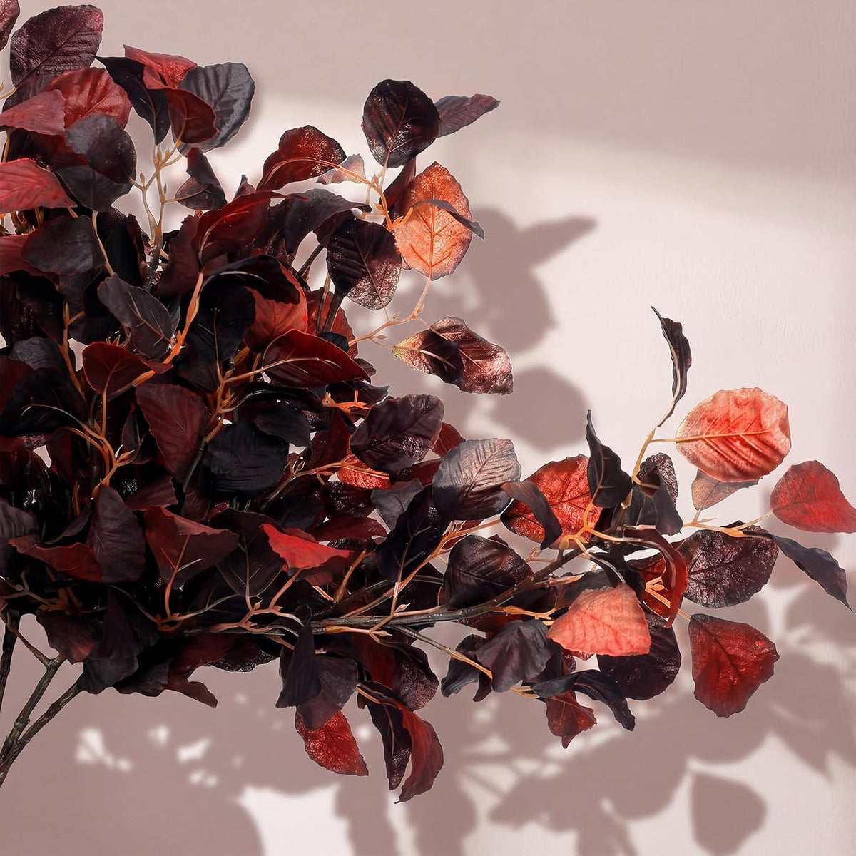 Wavwavw 6 ramas de hojas artificiales de otoño burdeos, decoración...