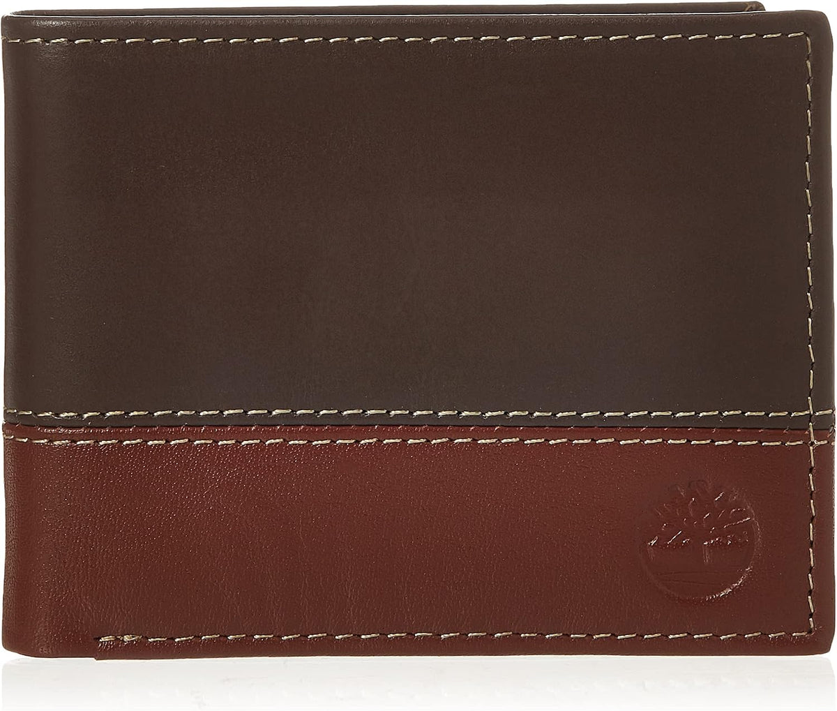 Timberland Billetera plegable de cuero para hombre, color marrón\/c...
