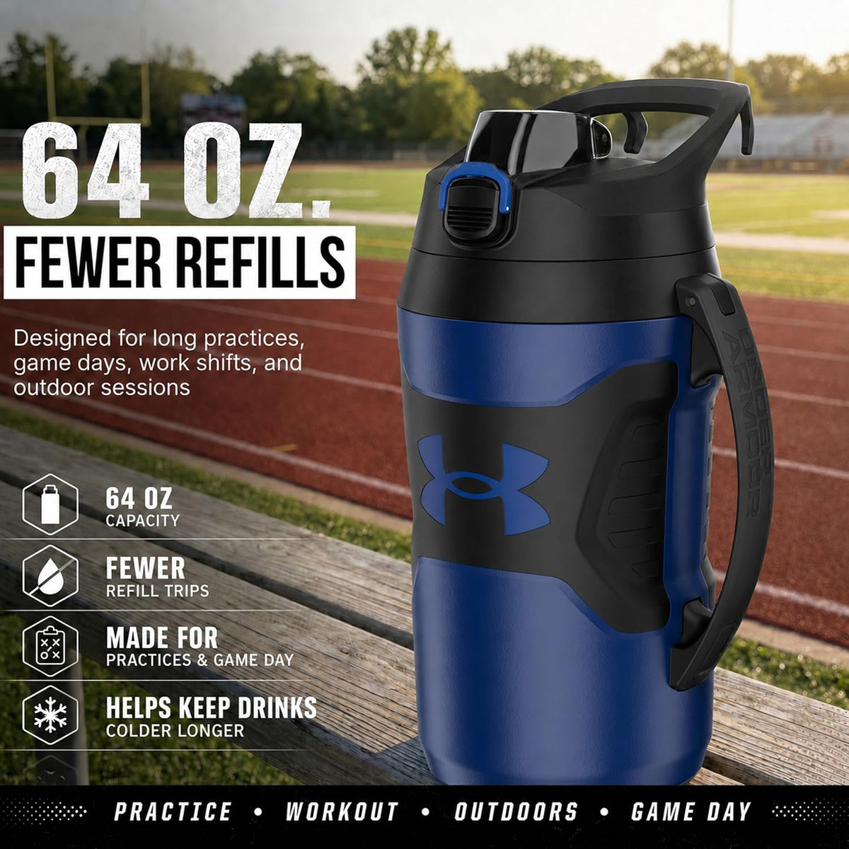 Under Armour Botella de agua aislada con asa y gancho para cerca, j...