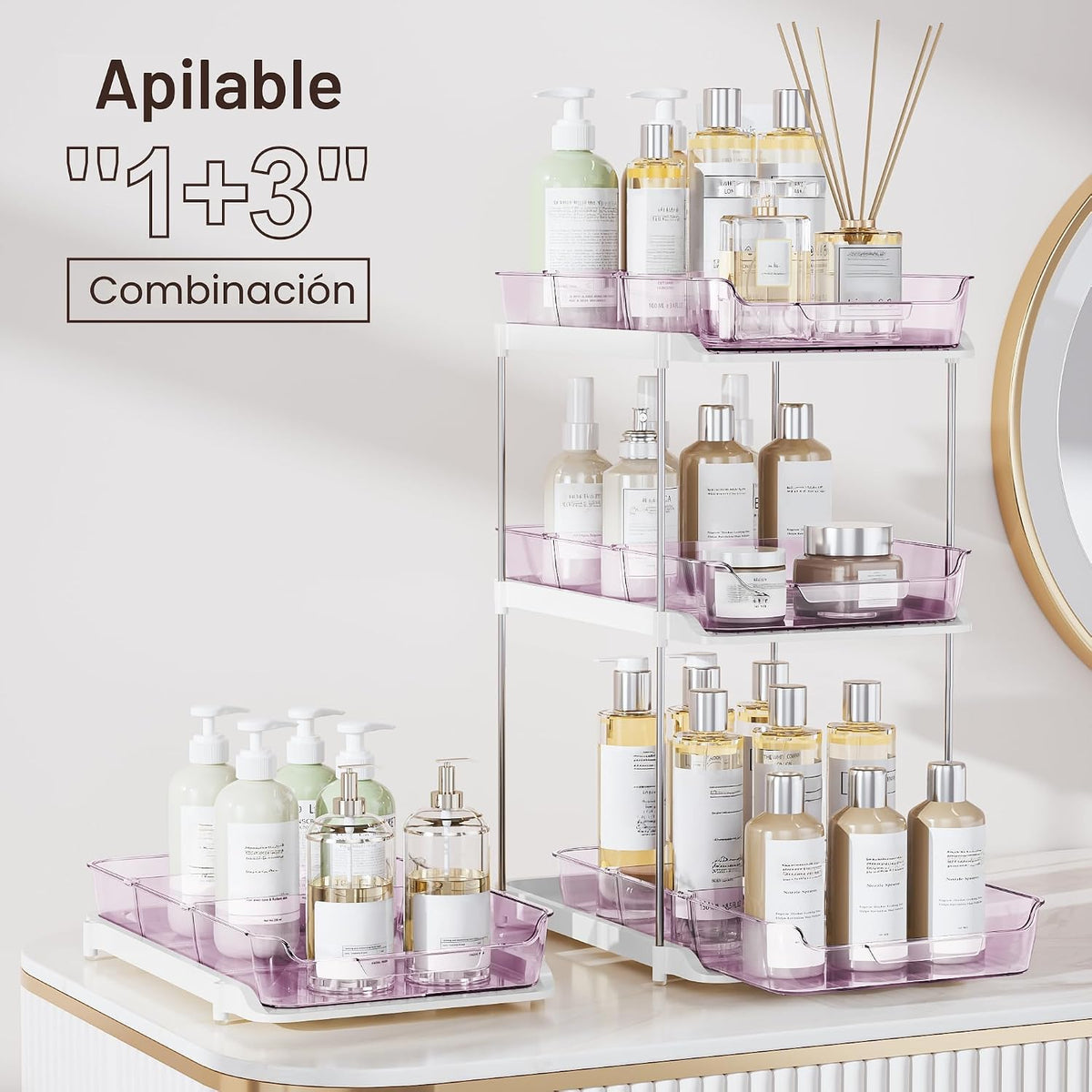 Delamu Organizadores y almacenamiento multiusos de 2 niveles para d...