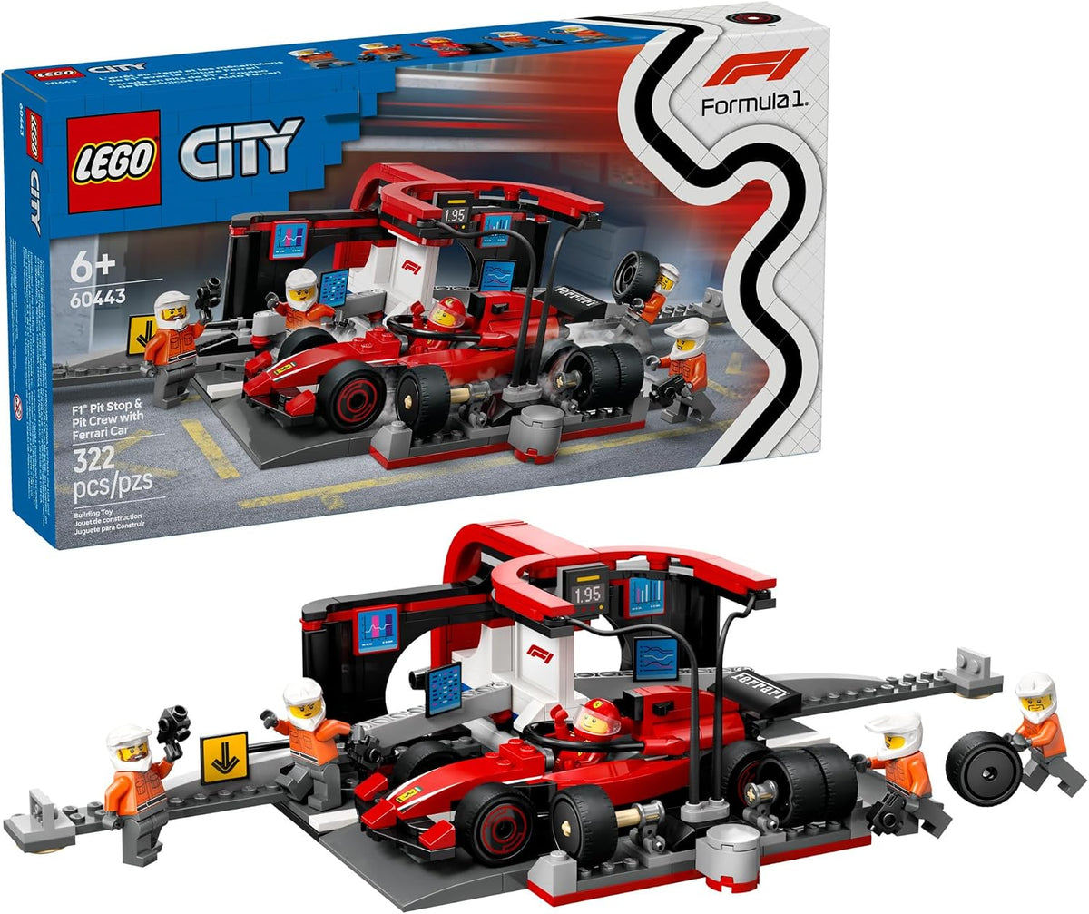 LEGO City F1 Pit Stop & Pit Crew con juguete de coche Ferrari \...