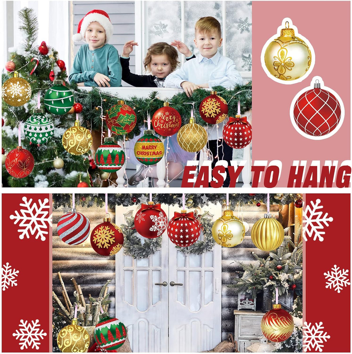 Rtteri - 30 adornos colgantes de Navidad para exteriores, estilo vi...