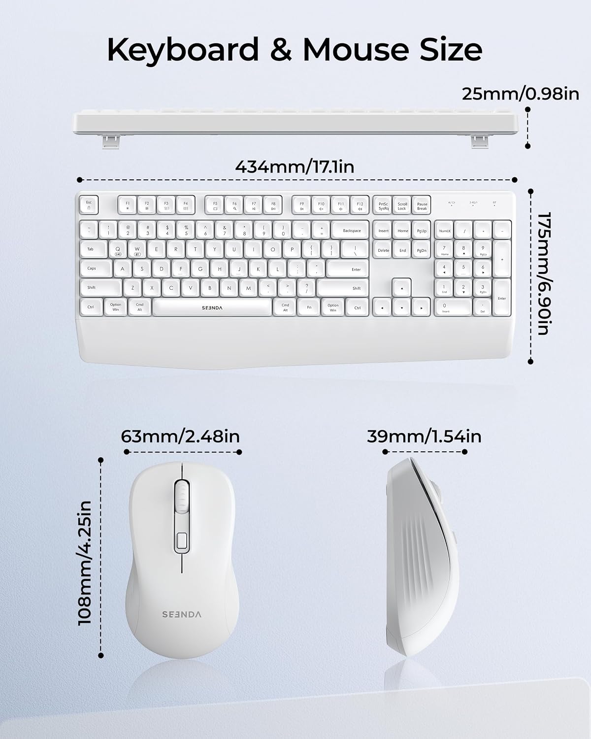 seenda COE200 Combo de teclado y mouse Bluetooth inalámbricos con |...