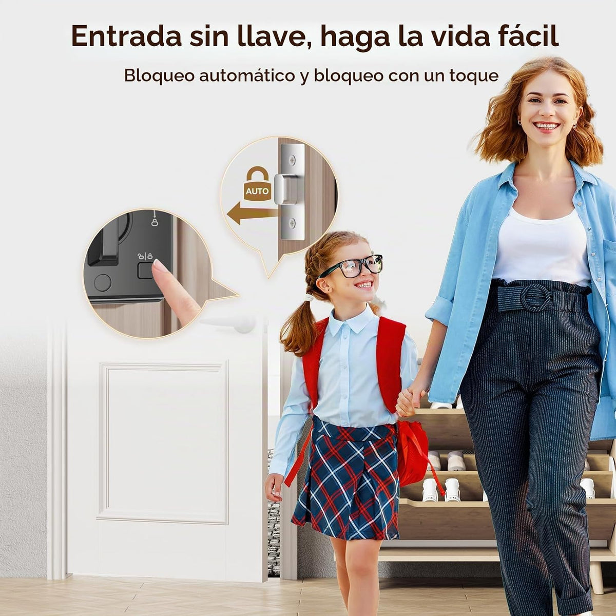 Ulecoce Cerradura de puerta de entrada sin llave con juego de manij...