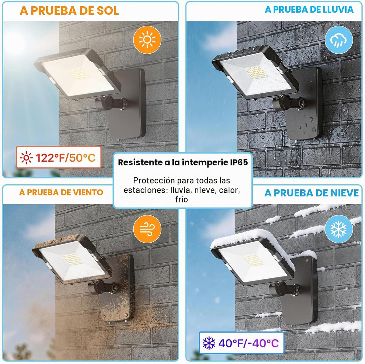 HYPERLITE Paquete de 2 luces de inundación de 70 W para exteriores,...