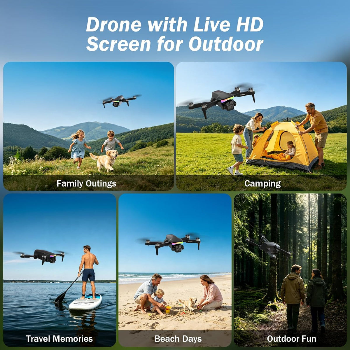 F417PRO Drone con cámara 1080P para adultos y niños, mini dron con...