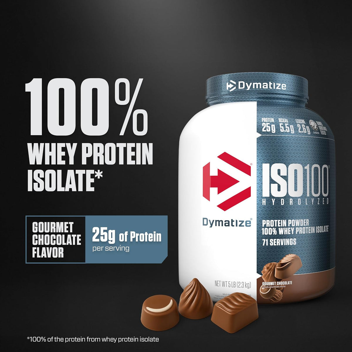 Dymatize Proteína en polvo ISO100, 100% aislado de suero de leche |...