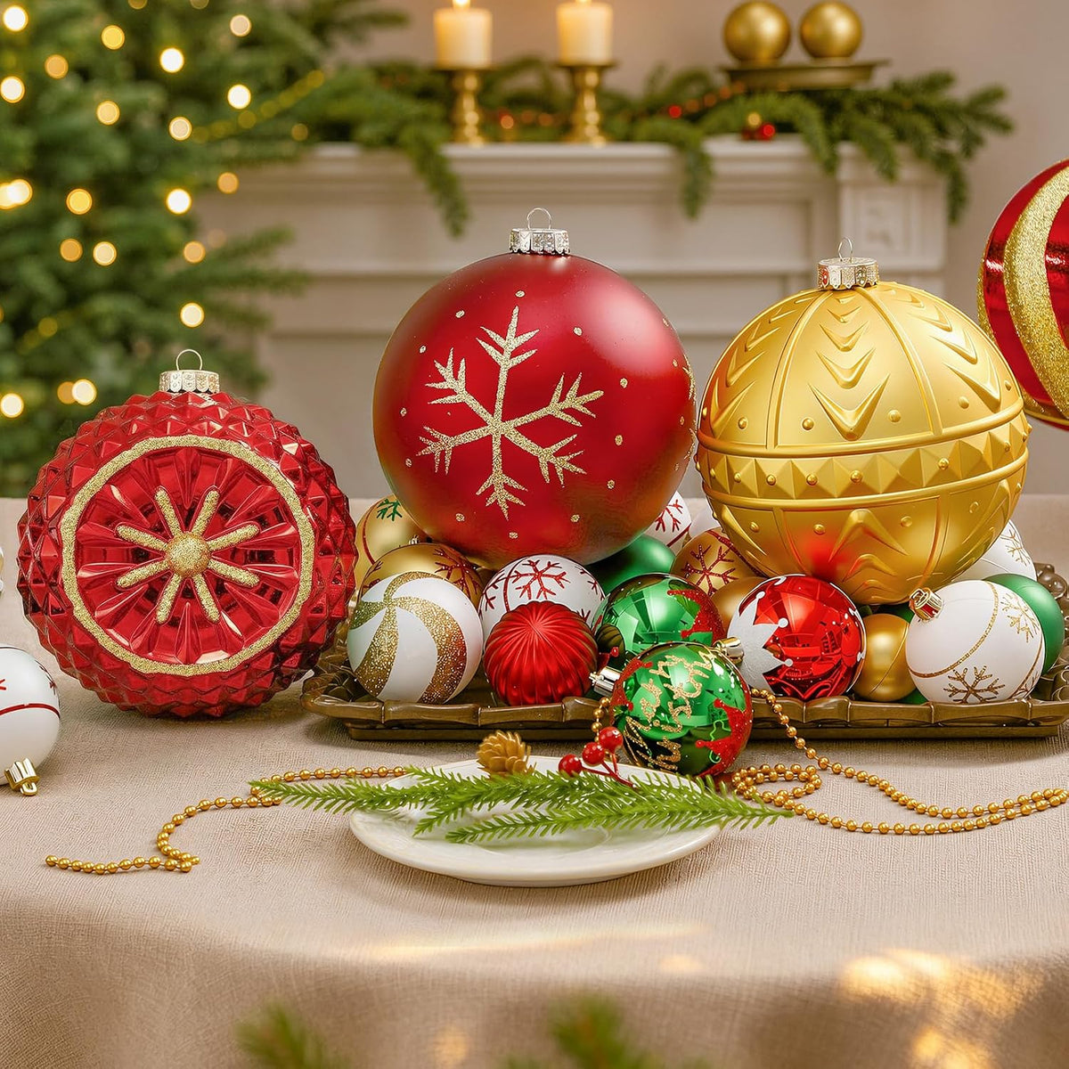 SHareconn Bolas decorativas grandes de árbol de Navidad de 4 unidad...