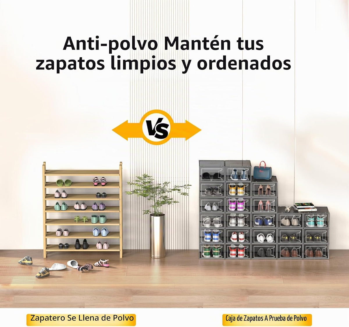 Paquete de 12 cajas de almacenamiento de zapatos apilables de plást...