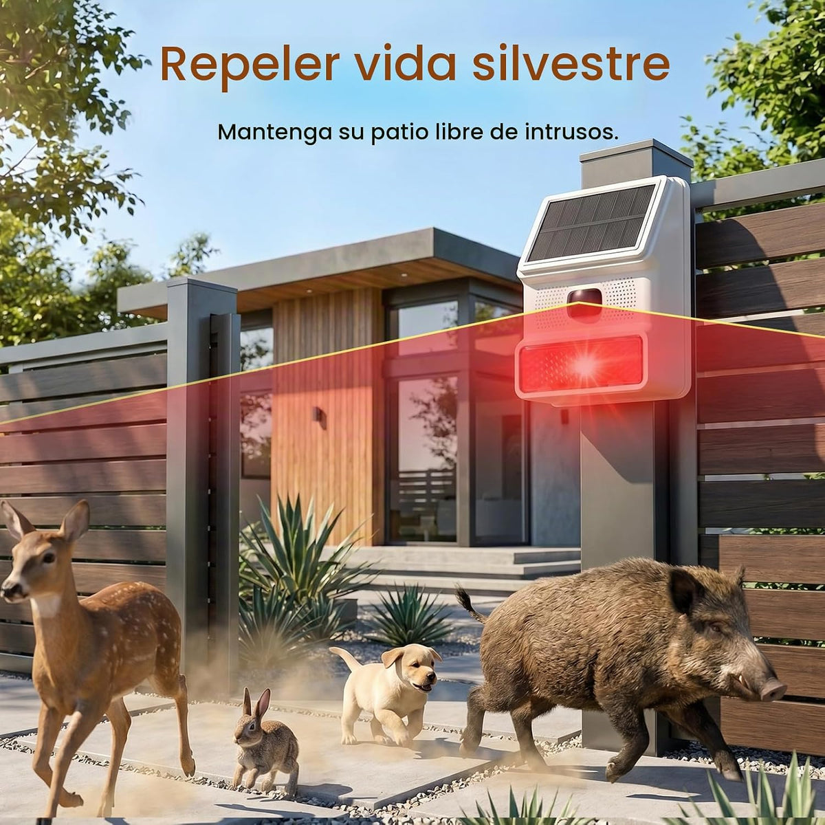 Hapippofa Alarma solar con sensor de movimiento, sirena estroboscóp...