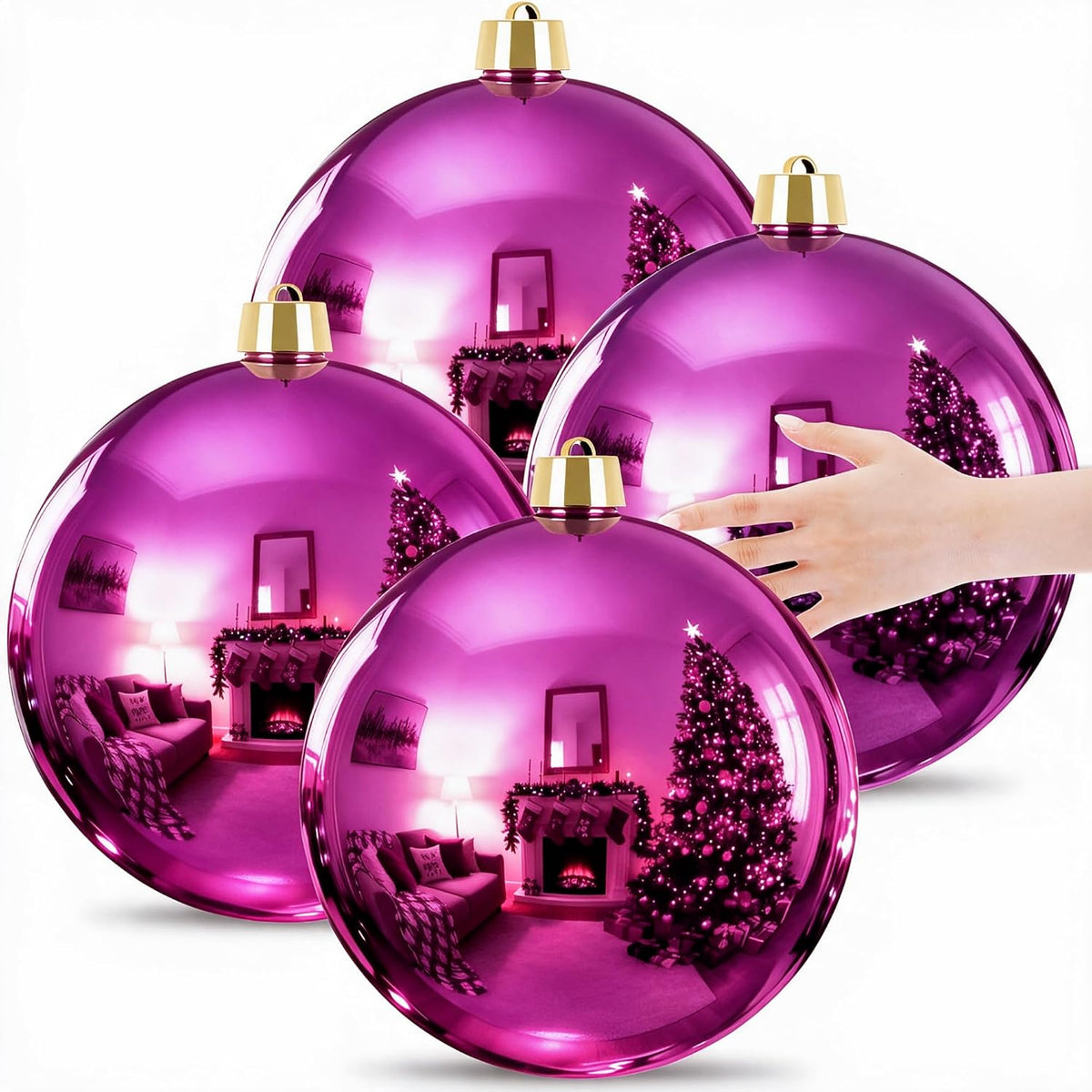 Zubebe 4 adornos de bola de Navidad extra grandes de 8 pulgadas (7....