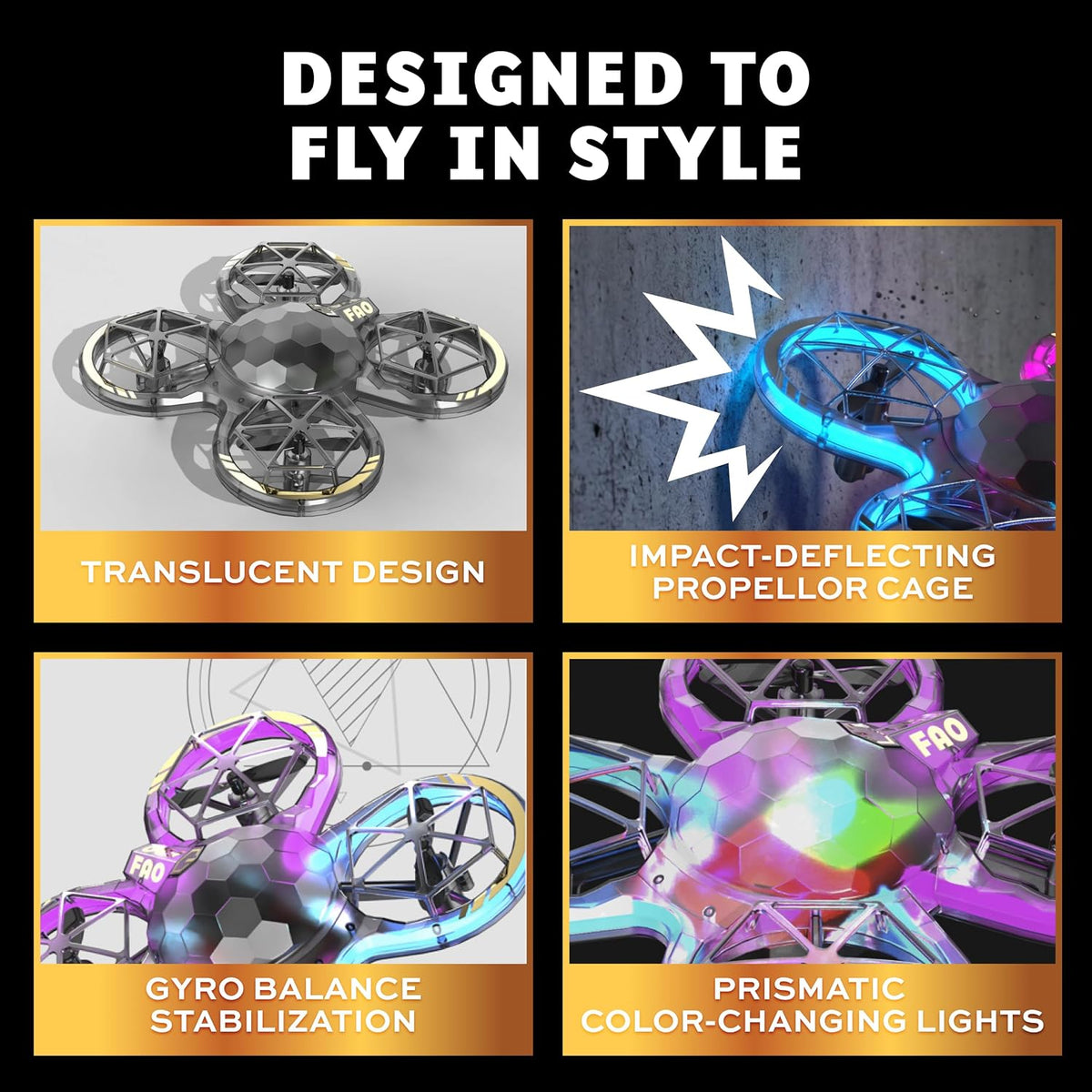 FAO Schwarz Disco Lightshow RC Drone para niños, volante de acrobac...