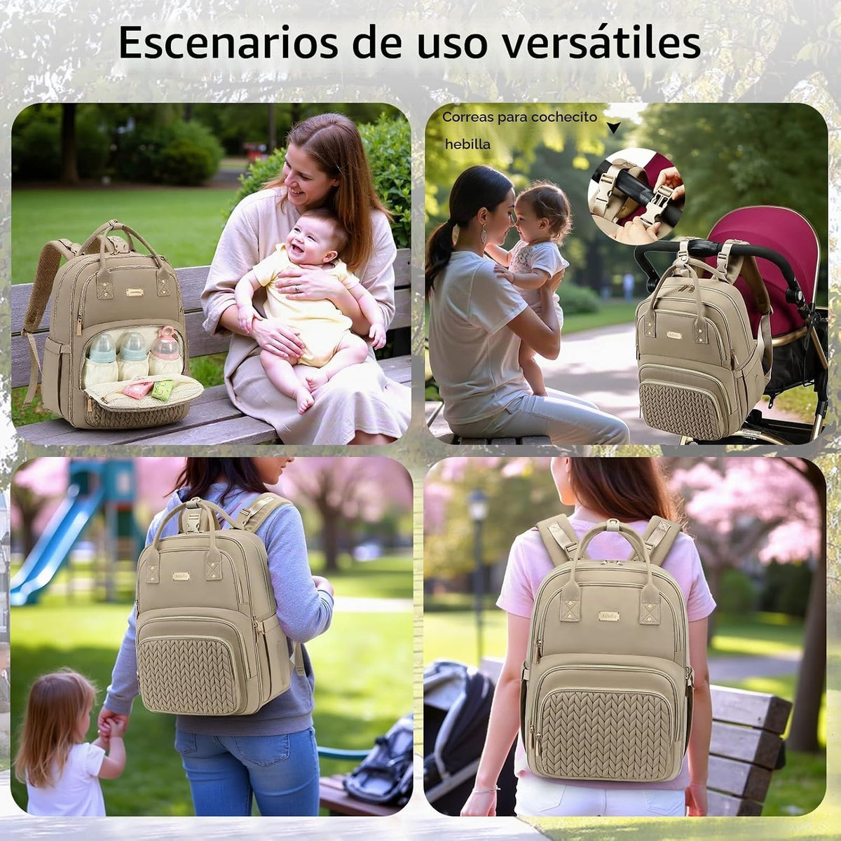 AIJIEKE Mochila para pañales, Mochila para pañales multifuncional g...