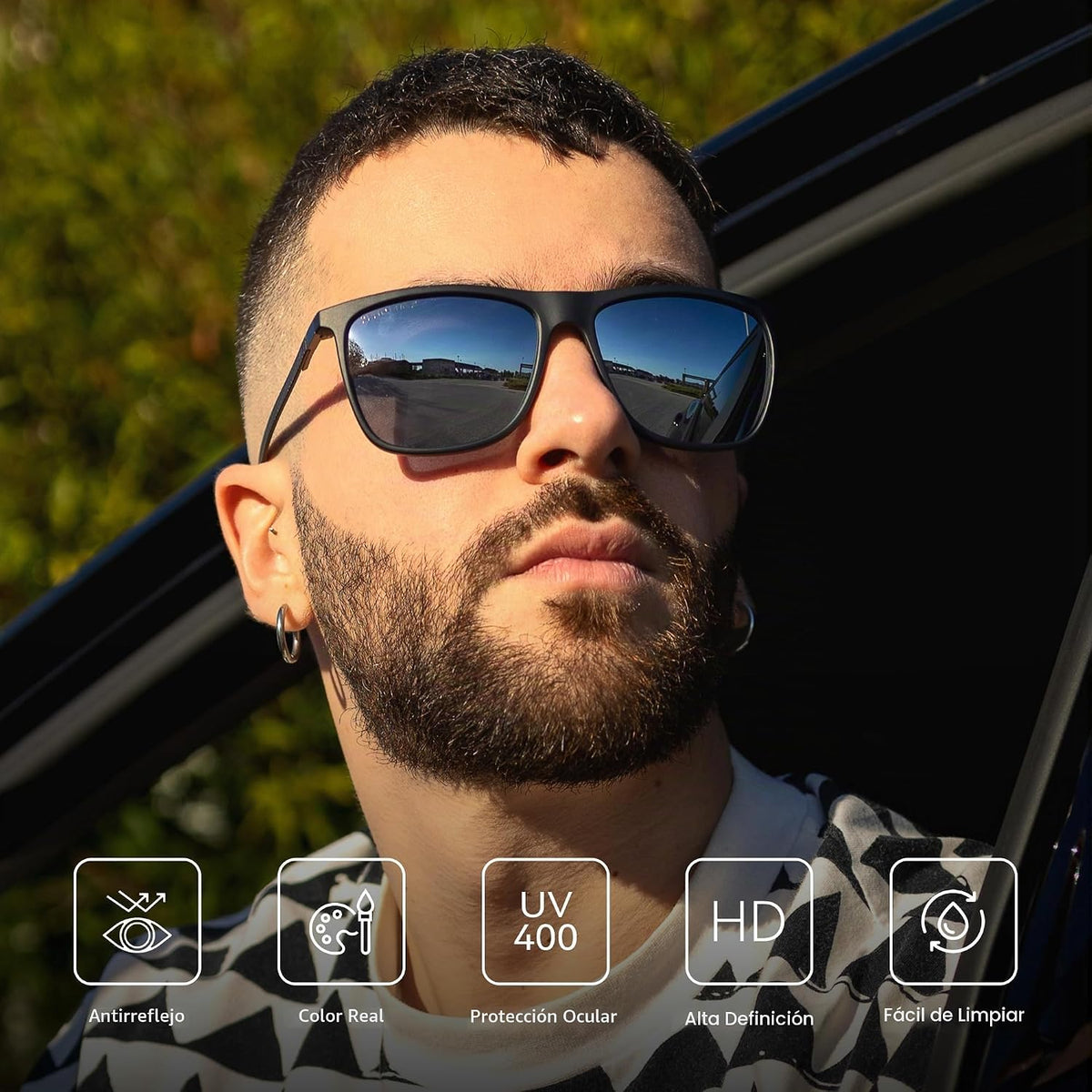 ZENOTTIC Gafas de sol polarizadas cuadradas para hombre, ultraliger...