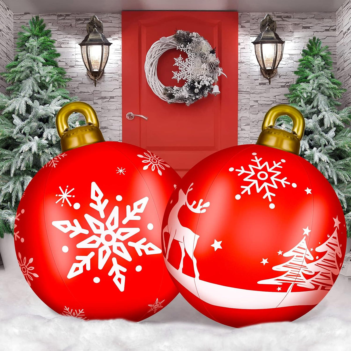 Jetec 2 bolas inflables gigantes de Navidad de 32 pulgadas, alce ro...