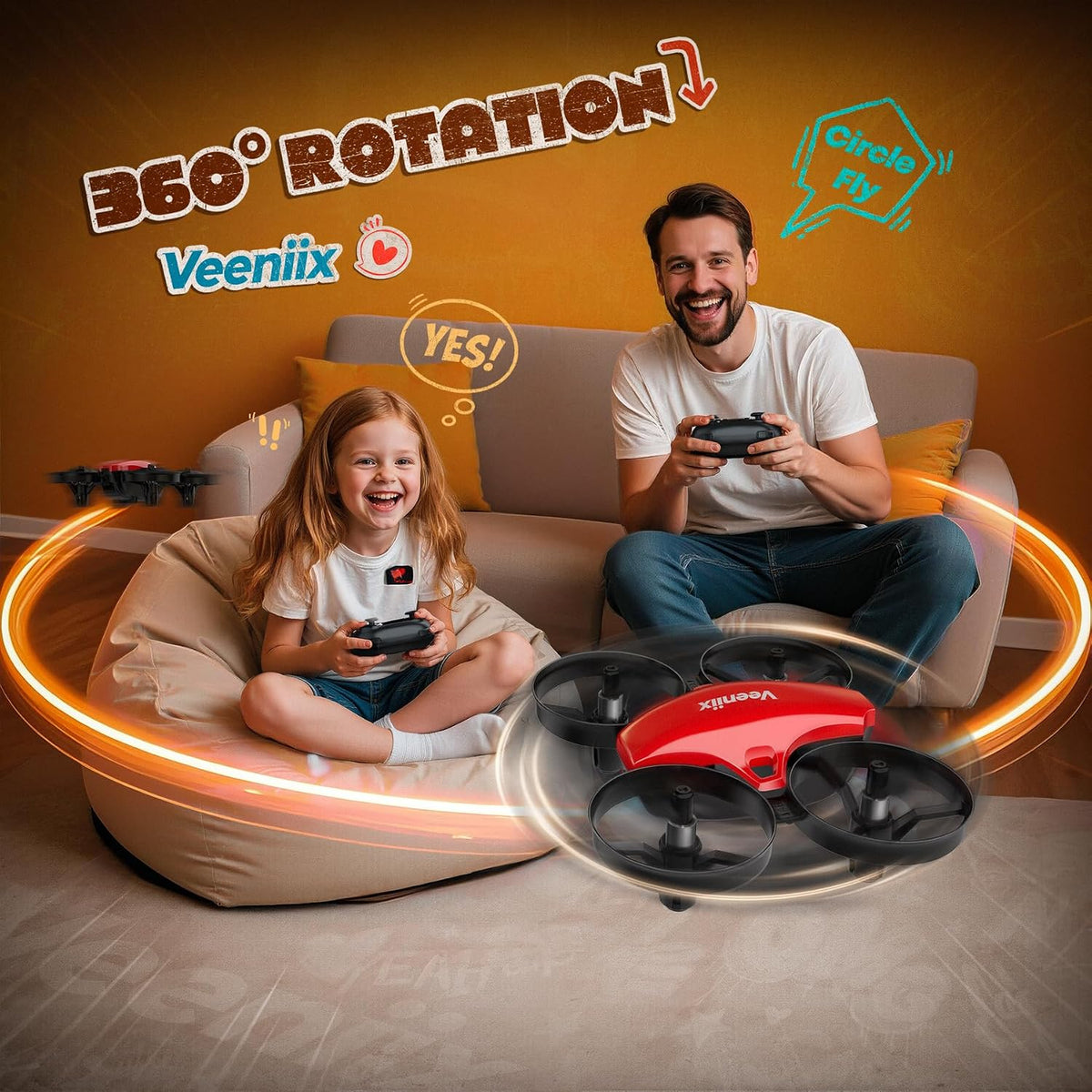 Veeniix V995 Mini dron rojo para niños y principiantes, cuadricópte...