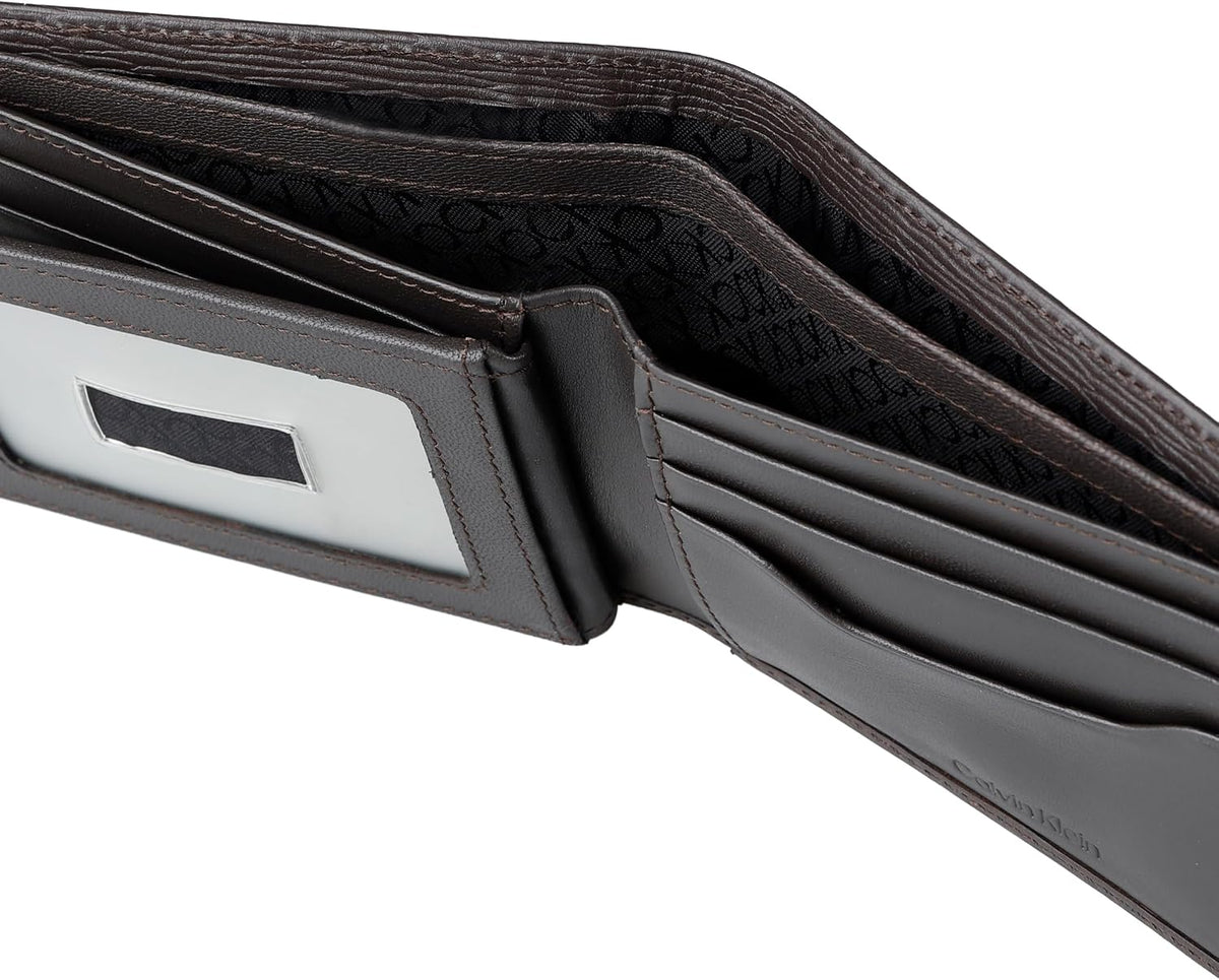 Calvin Klein Billetera plegable minimalista de piel RFID para hombr...