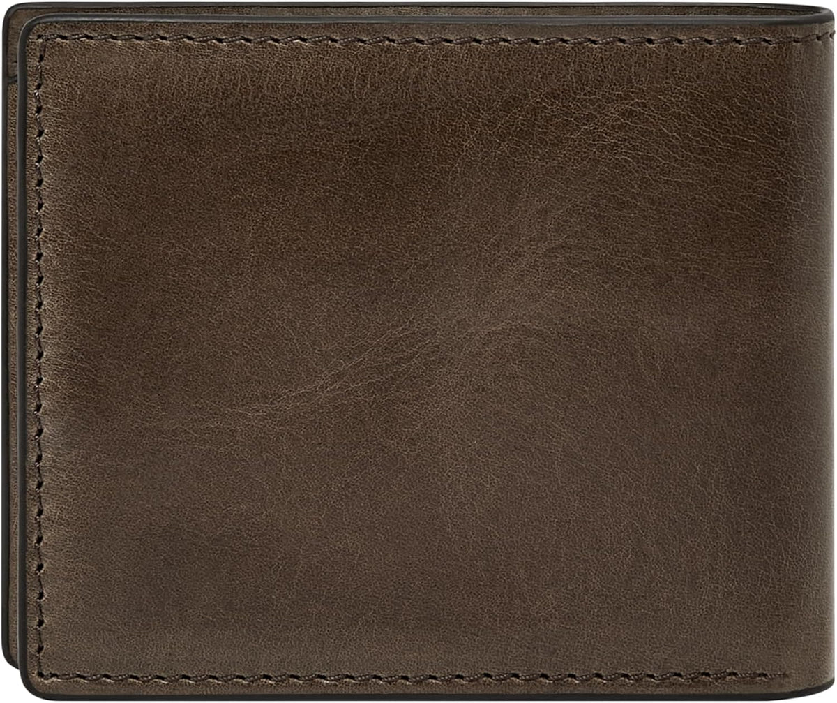 Fossil Derrick - Cartera para hombre, de piel con bloqueo RFID, ple...