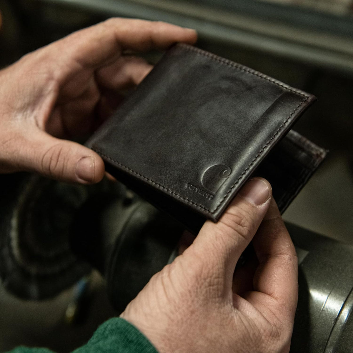 Carhartt Cartera de cuero marrón claro aceite | Cartera para hombre...