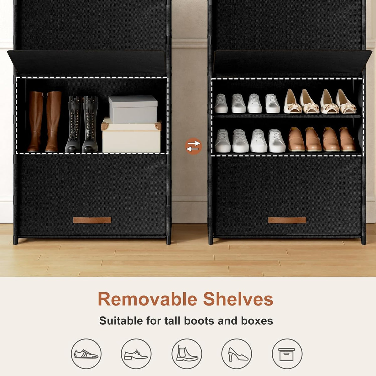 UNITSTAGE Zapatero de 7 niveles con puerta, almacenamiento de 28 pa...