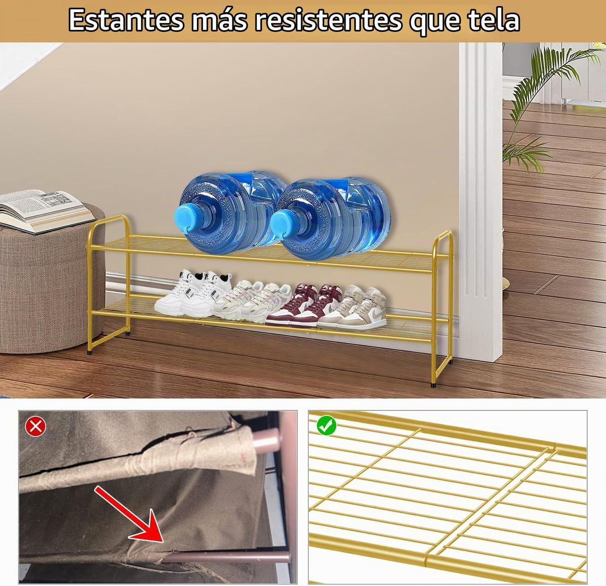 KEETDY Zapatero largo de 2 niveles para armario, organizador de zap...