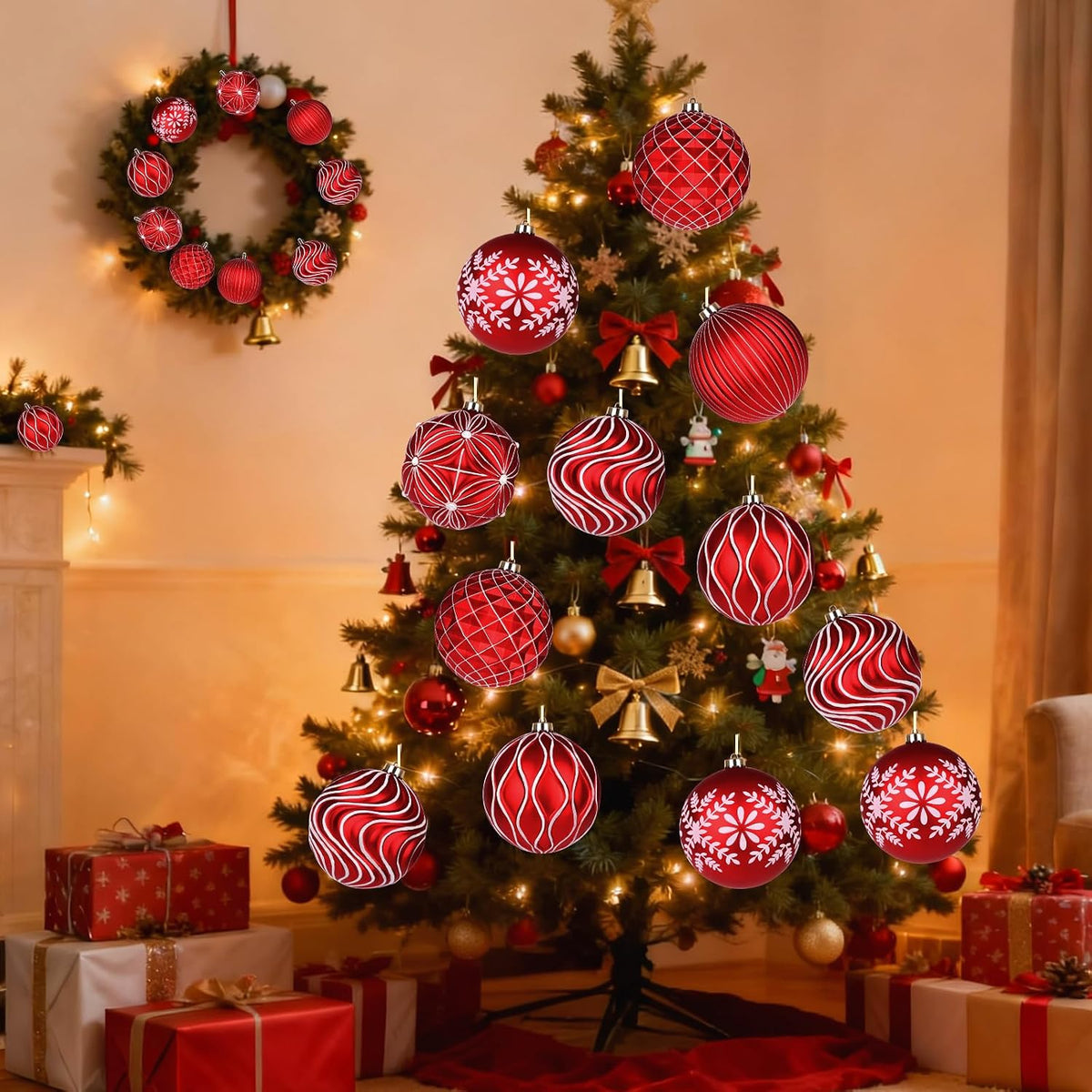 Lanpn 6 bolas de Navidad grandes de 6 pulgadas, decoraciones colgan...