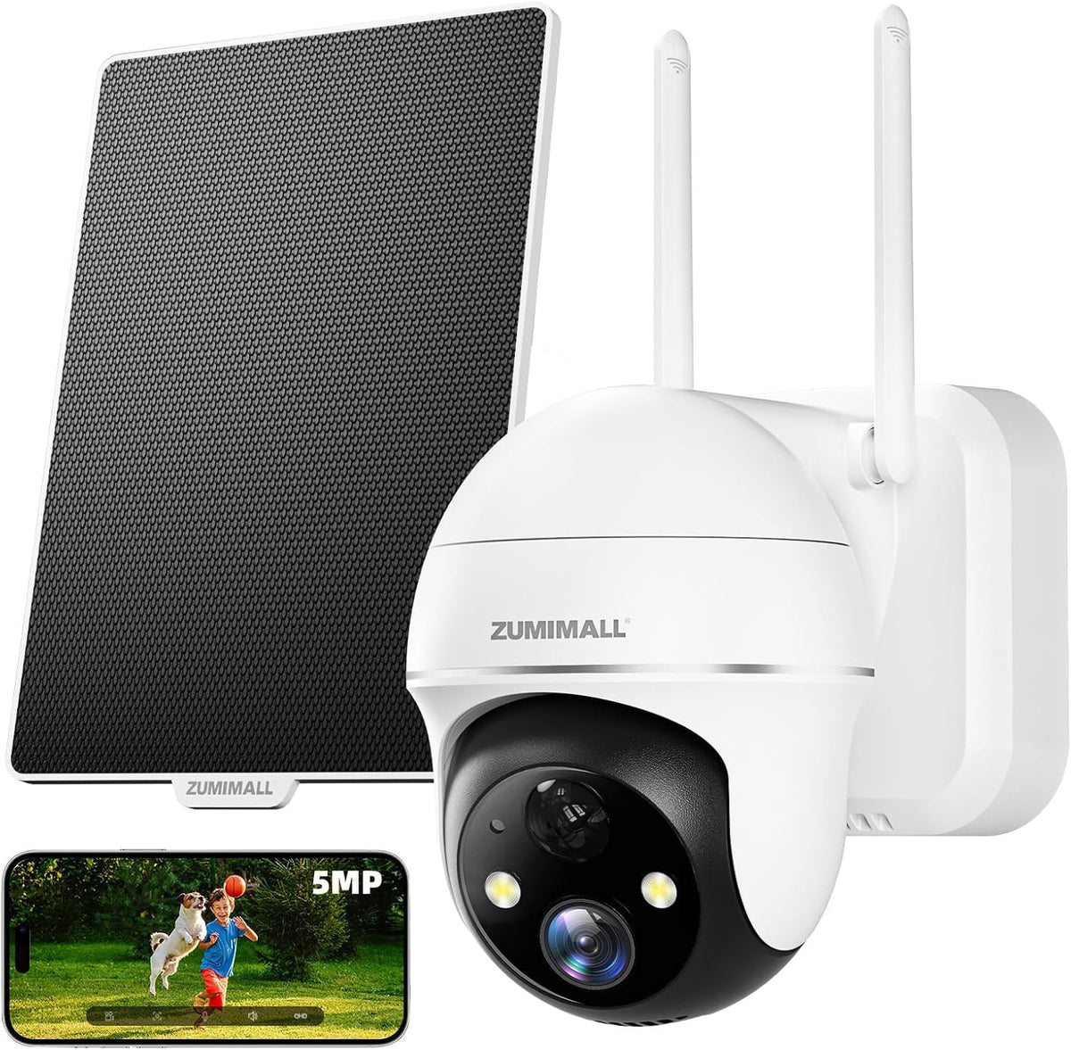 ZUMIMALL Cámaras de seguridad solar de 5 MP inalámbricas para exter...