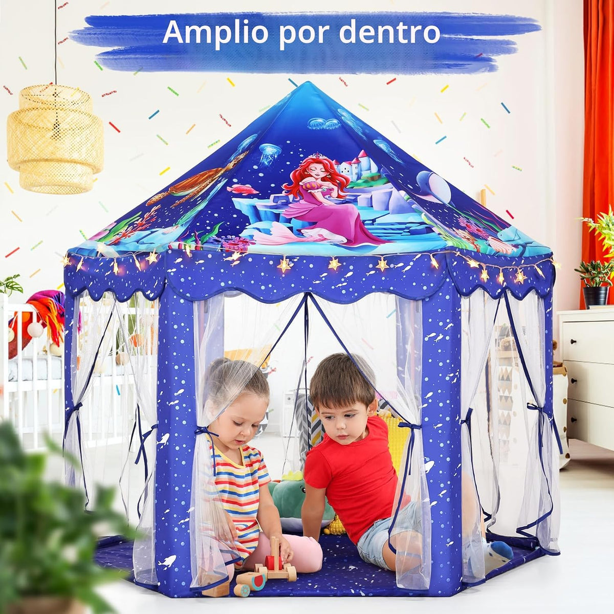 Monobeach Tienda de campaña de princesa de sirena para niñas, casa...
