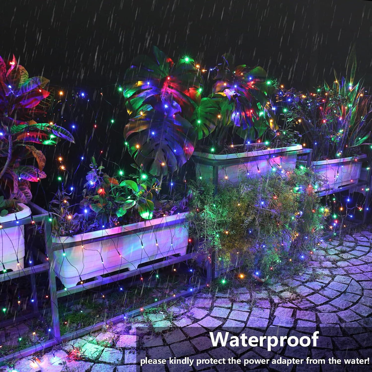Joomer Luces de red de Navidad de 12 pies x 5 pies, luces de malla...