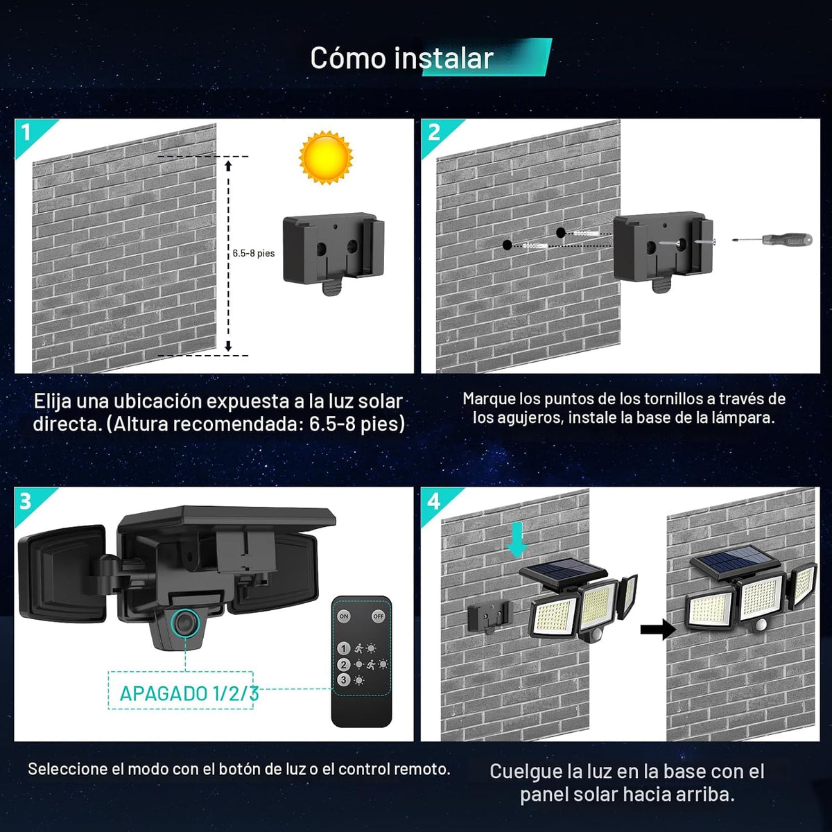 Tuffenough Luces solares para exteriores de 2500 lm, 210 luces LED...