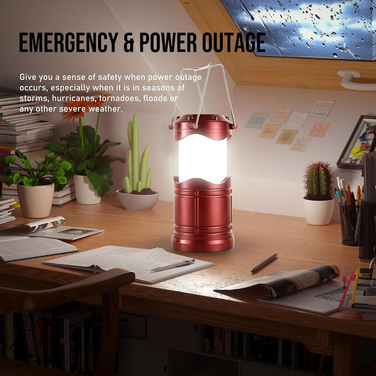 Lichamp Linterna LED para campamento, paquete de 4 linternas alimen...