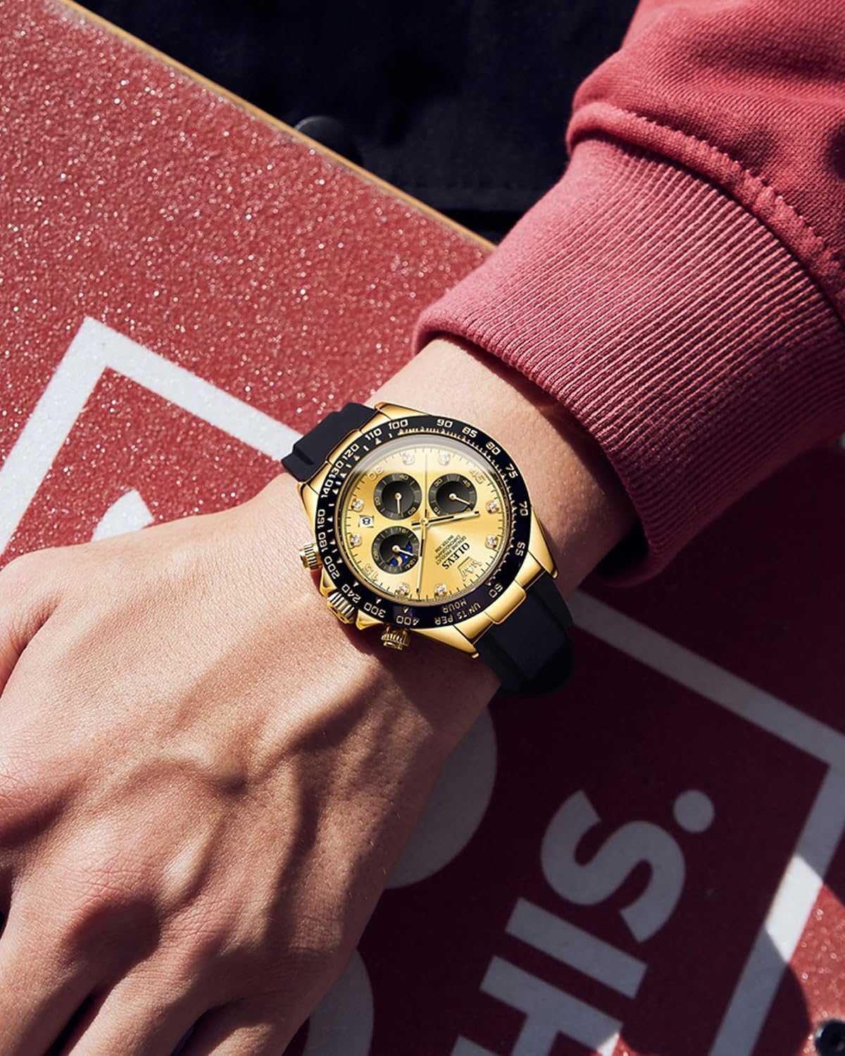 OLEVS Relojes de pulsera analógicos de cuarzo para hombre, cronógra...