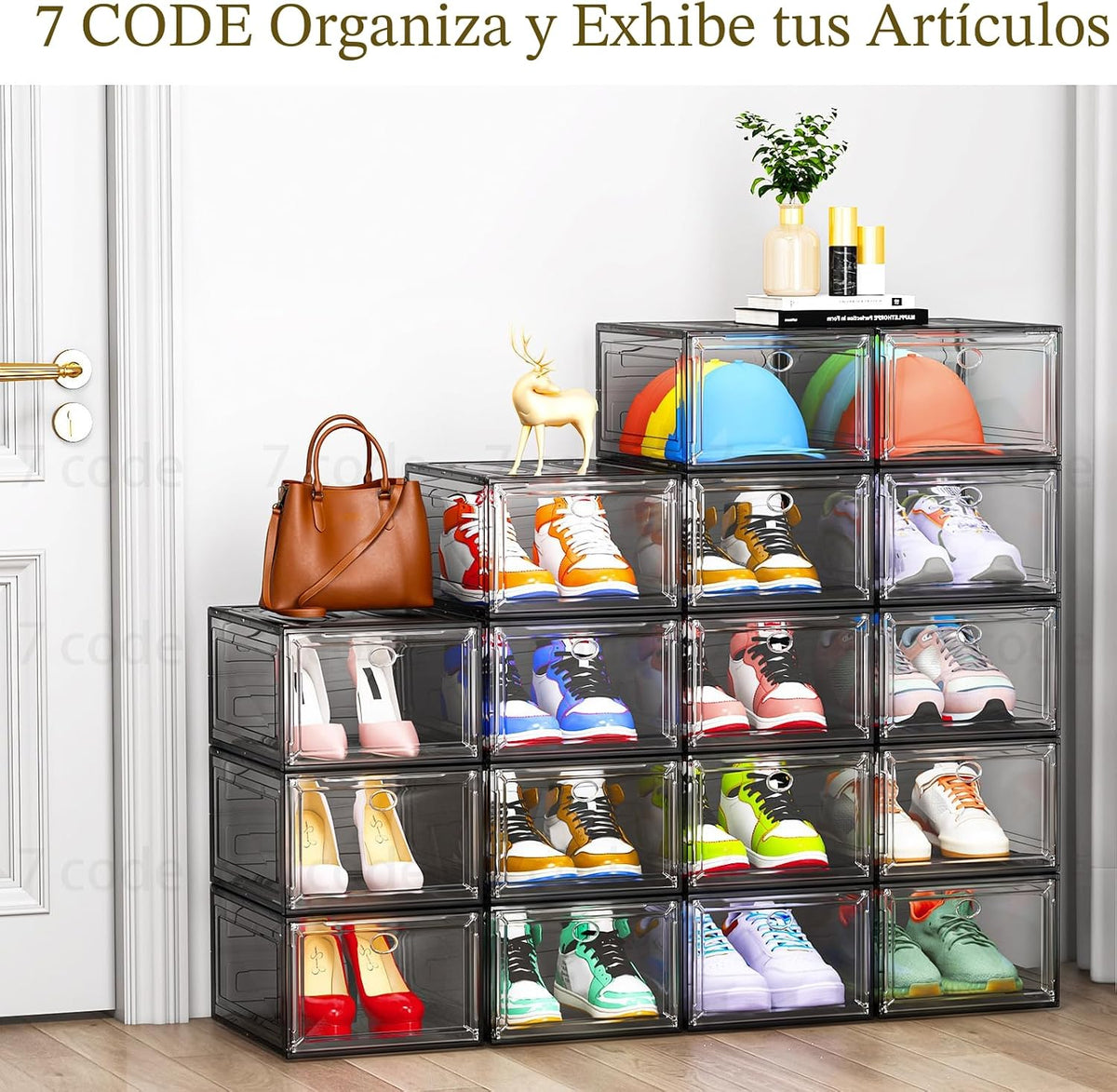 Organizador de almacenamiento de zapatos de plástico transparente,...