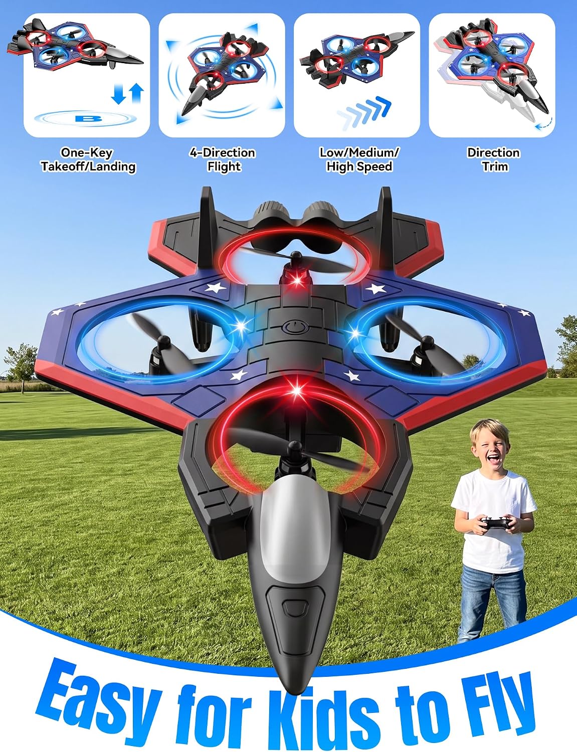 Avión RC para niños, avión con control remoto para niños y niñas, r...