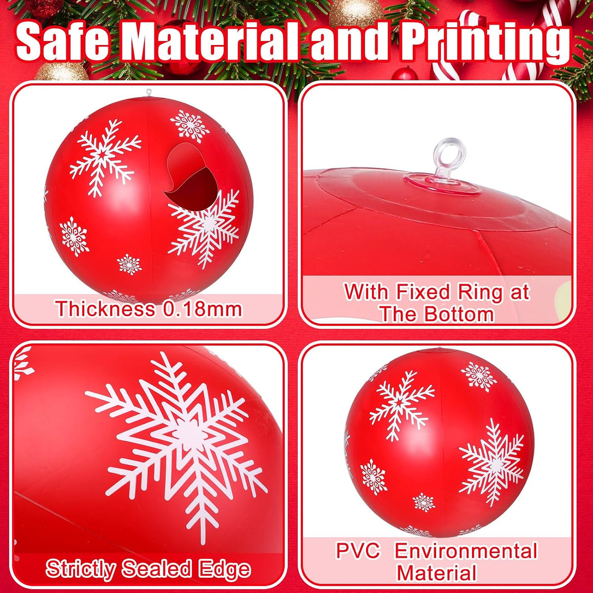 Jetec - 12 bolas inflables gigantes de Navidad para exteriores, 12...