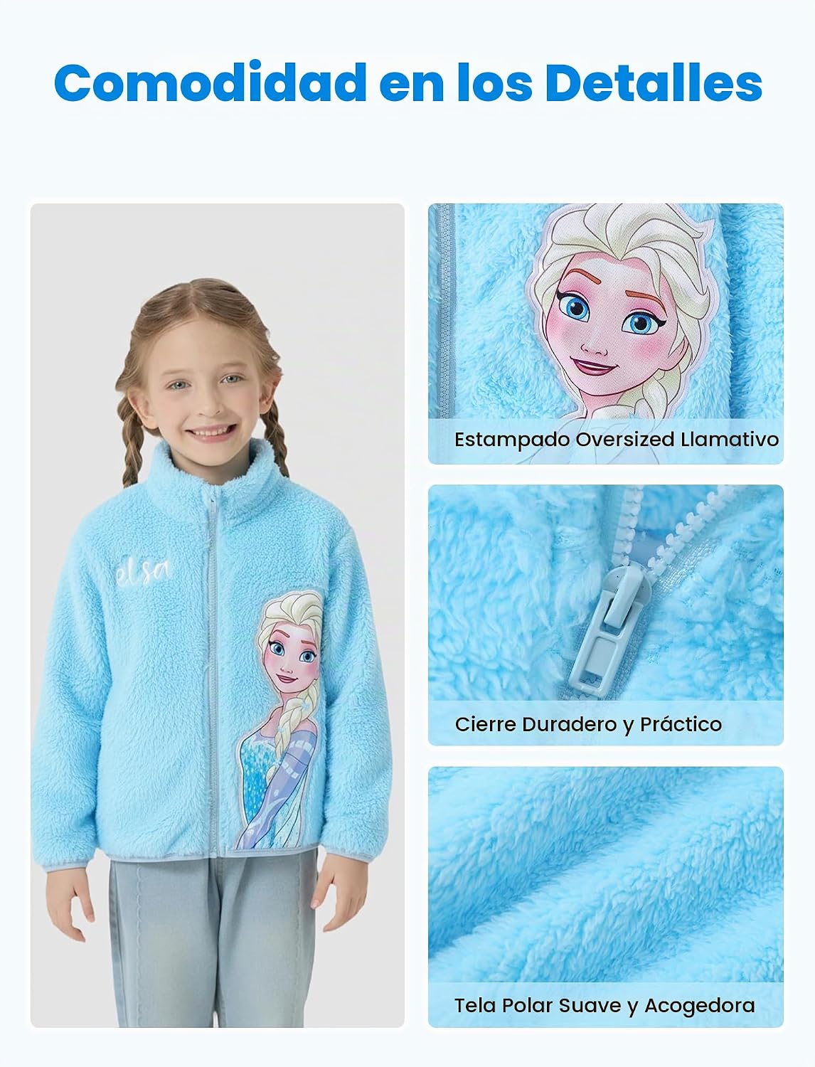Disney Stitch Frozen Elsa Minnie Mickey - Chaqueta de forro polar p...