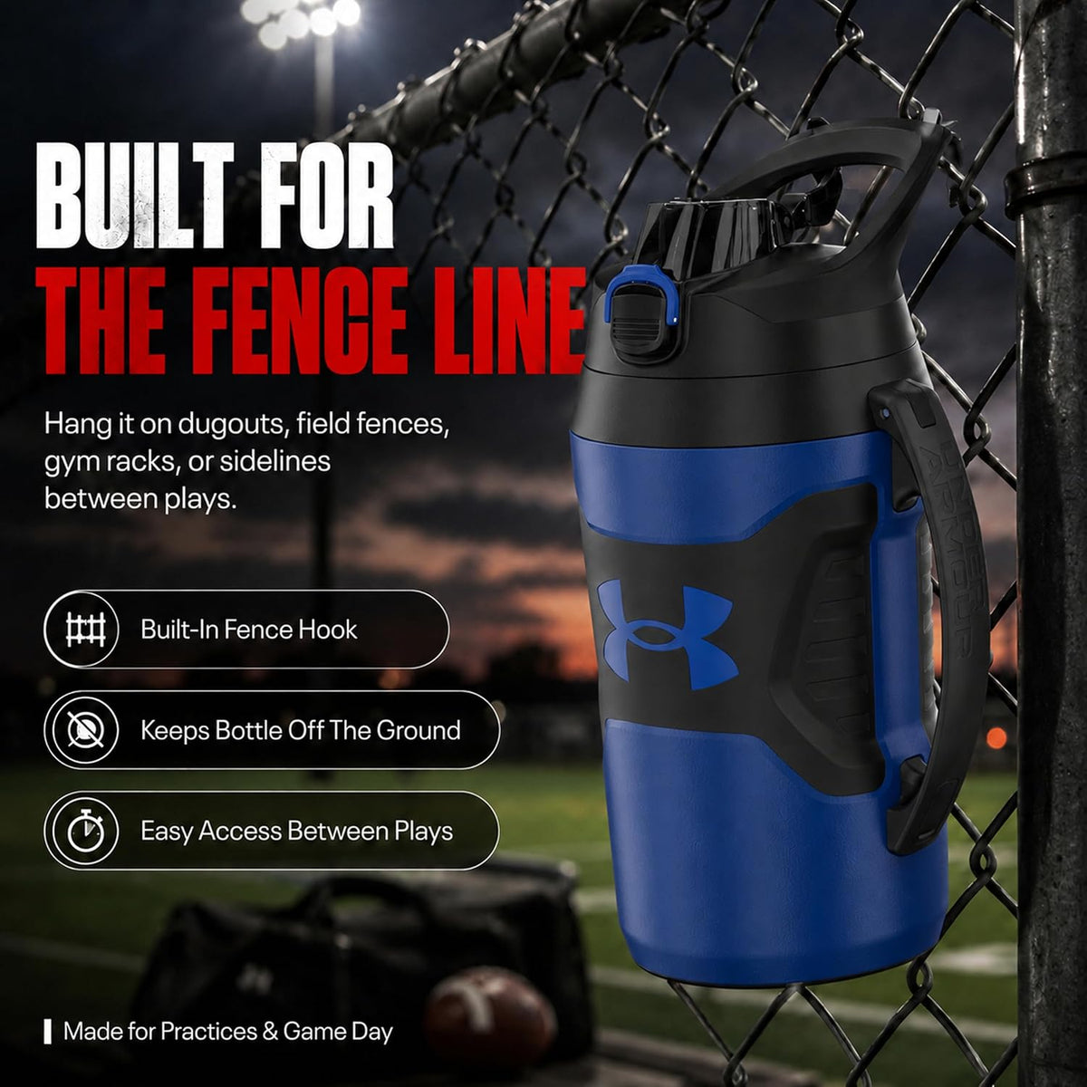 Under Armour Botella de agua aislada con asa y gancho para cerca, j...