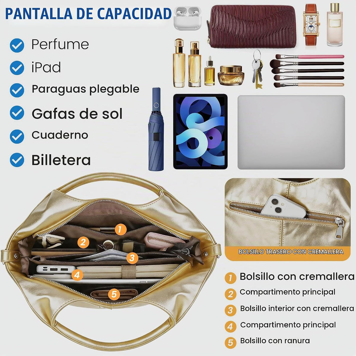 KOGTLA Bolsos de cuero vegano para mujer con correa de bandolera de...
