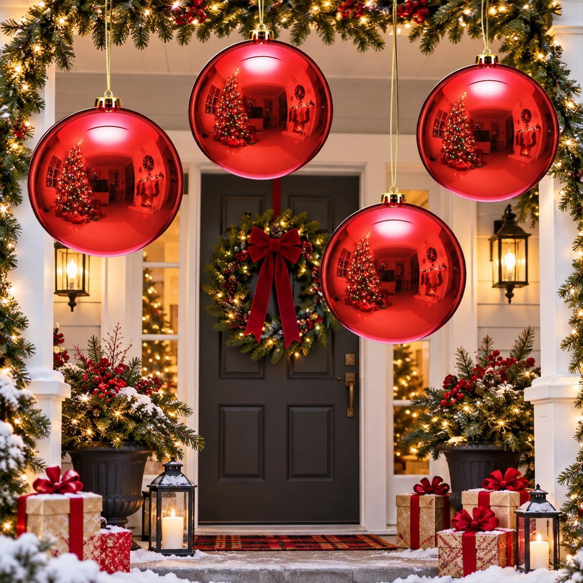 Zubebe 4 piezas Adornos de bola de Navidad extra grandes de 8'...