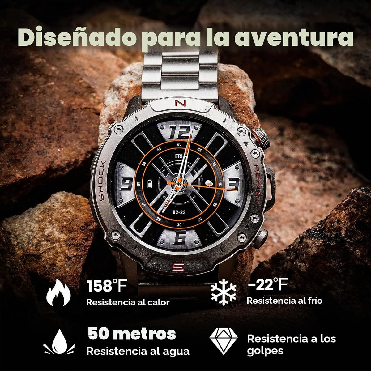 Reloj inteligente plateado para hombre, 1,43" AMOLED, resistente al...