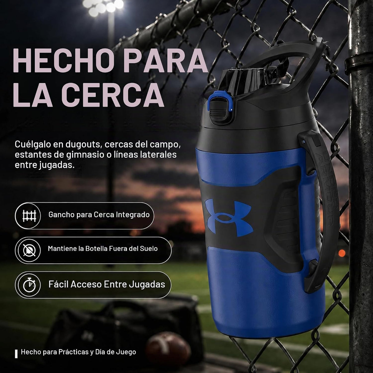 Under Armour Botella de agua aislada con asa y gancho para cerca, j...