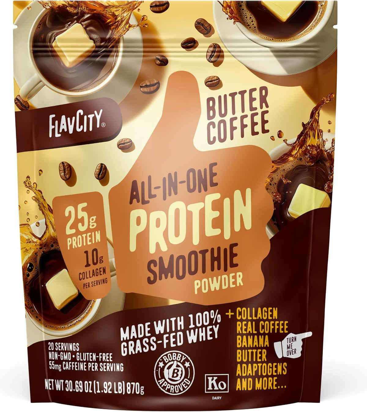 FlavCity - Batido de proteína todo en uno, café con mantequilla | 0...
