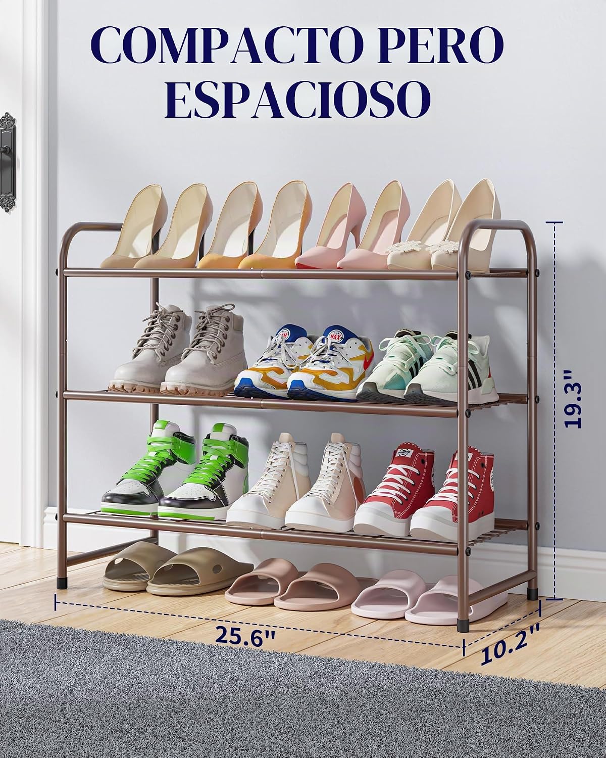 Kitsure Zapatero – Organizador de zapatos de acero inoxidable, estante
